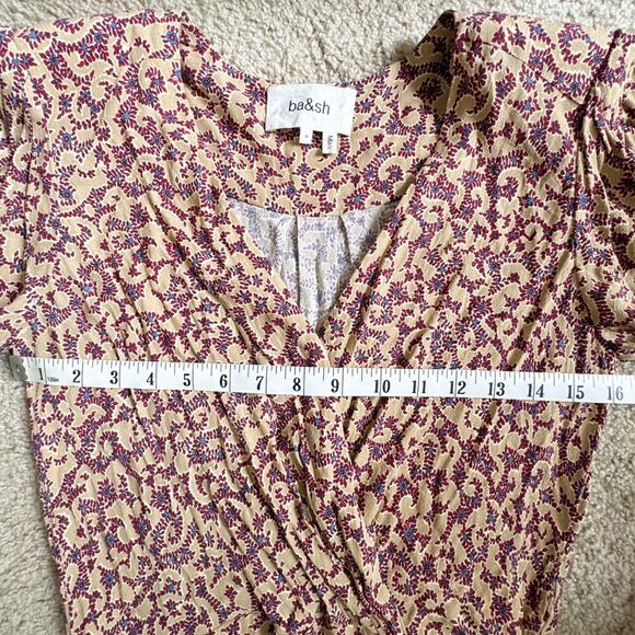 BA&SH Bash Crystal Ruched Floral Print Crepe Mini Dress Size M - Picture 13 of 16